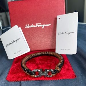 COPY - Men’s Salvatore Ferragamo Leather Gancini Bracelet